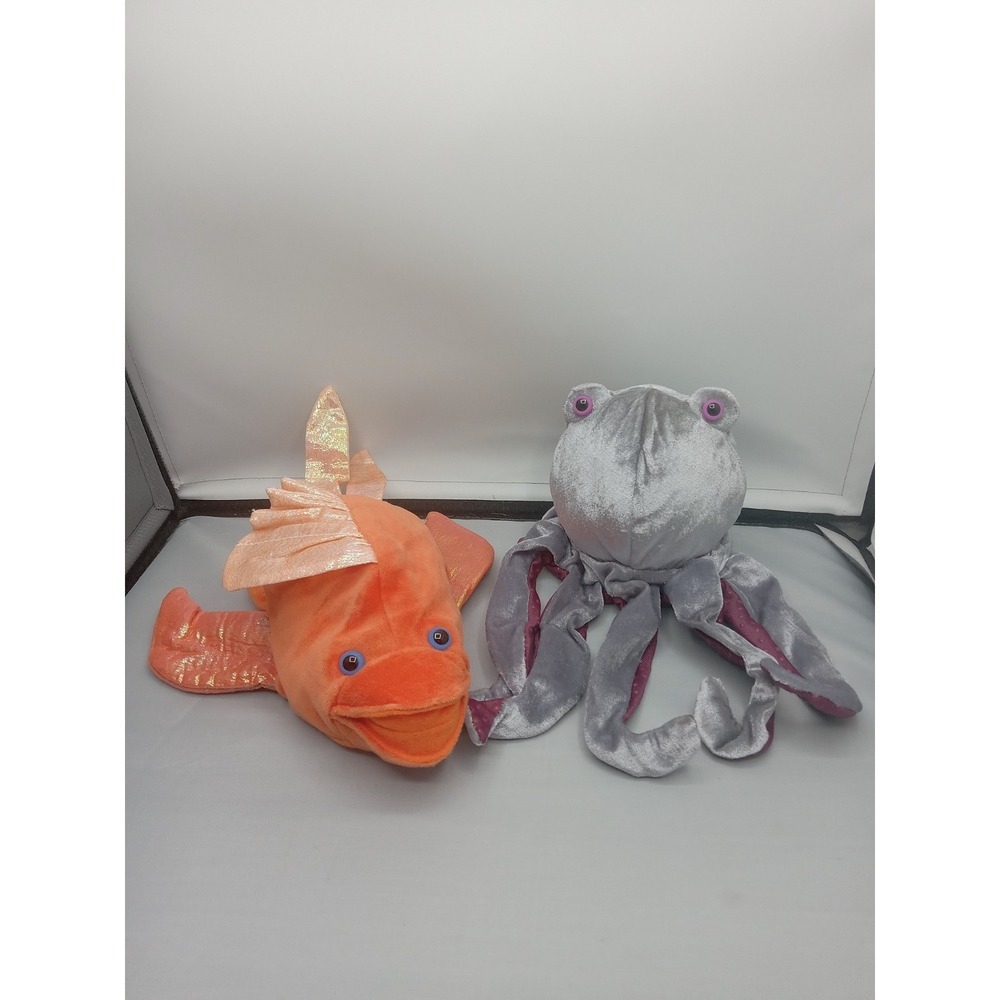 Caltoy Hand Puppets Lot of 2 Fish & Octopus Plush Sea Animals Soft